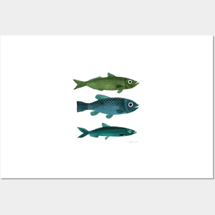 Three Fish Posters and Art